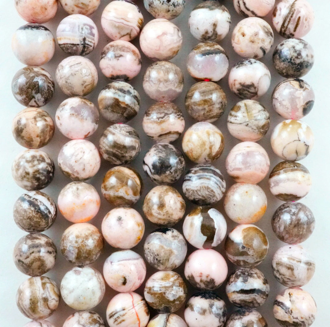 Chocolate Rhodochrosite (Round)(Smooth)(6mm)(8mm)(16"Strand)