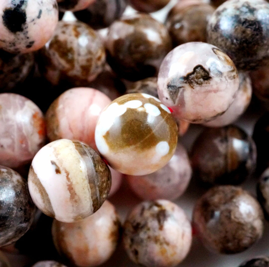 Chocolate Rhodochrosite (Round)(Smooth)(6mm)(8mm)(16"Strand)