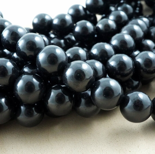 Shungite (Round)(Smooth)(6mm)(8mm)(10mm)(12mm)(16"Strand)