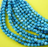 Blue Apatite (Round)(Smooth)(4mm)(6mm)(8mm)(10mm)(12mm)(16"Strand)