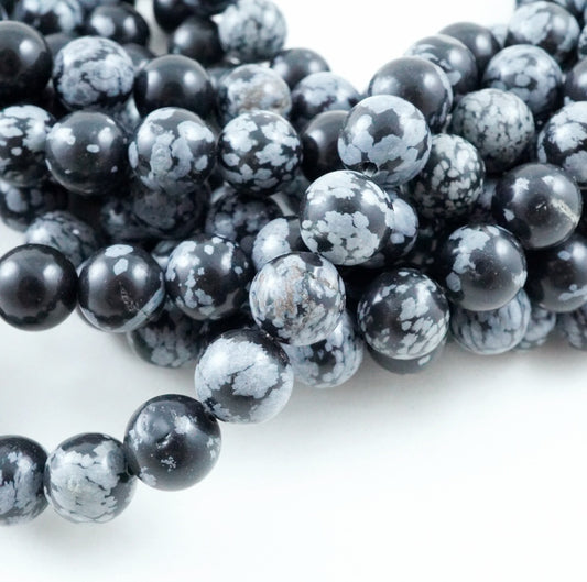 Snowflake Obsidian (Round)(Smooth)(4mm)(6mm)(8mm)(10mm)(12mm)(16"Strand)