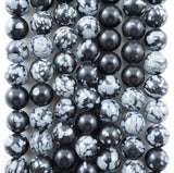 Snowflake Obsidian (Round)(Smooth)(4mm)(6mm)(8mm)(10mm)(12mm)(16"Strand)