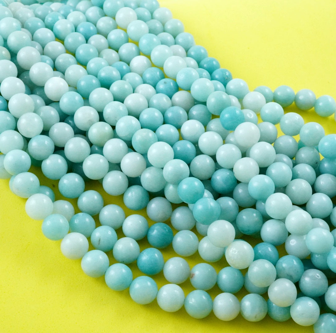 Amazonite (Round)(Smooth)(4mm)(6mm)(8mm)(10mm)(12mm)(16"Strand)