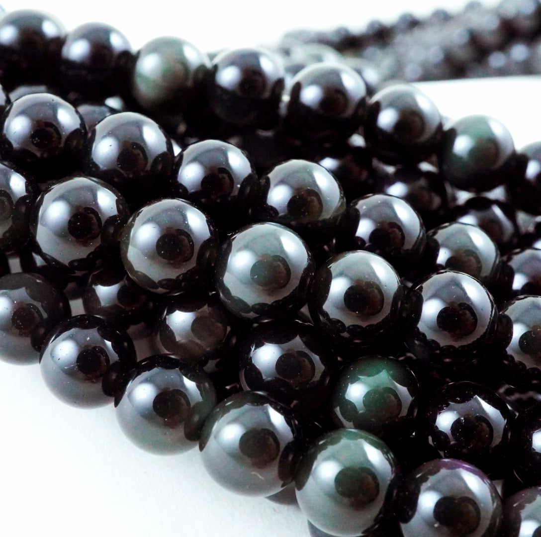 Rainbow Obsidian (Round)(Smooth)(4mm)(6mm)(8mm)(10mm)(12mm)(16"Strand)