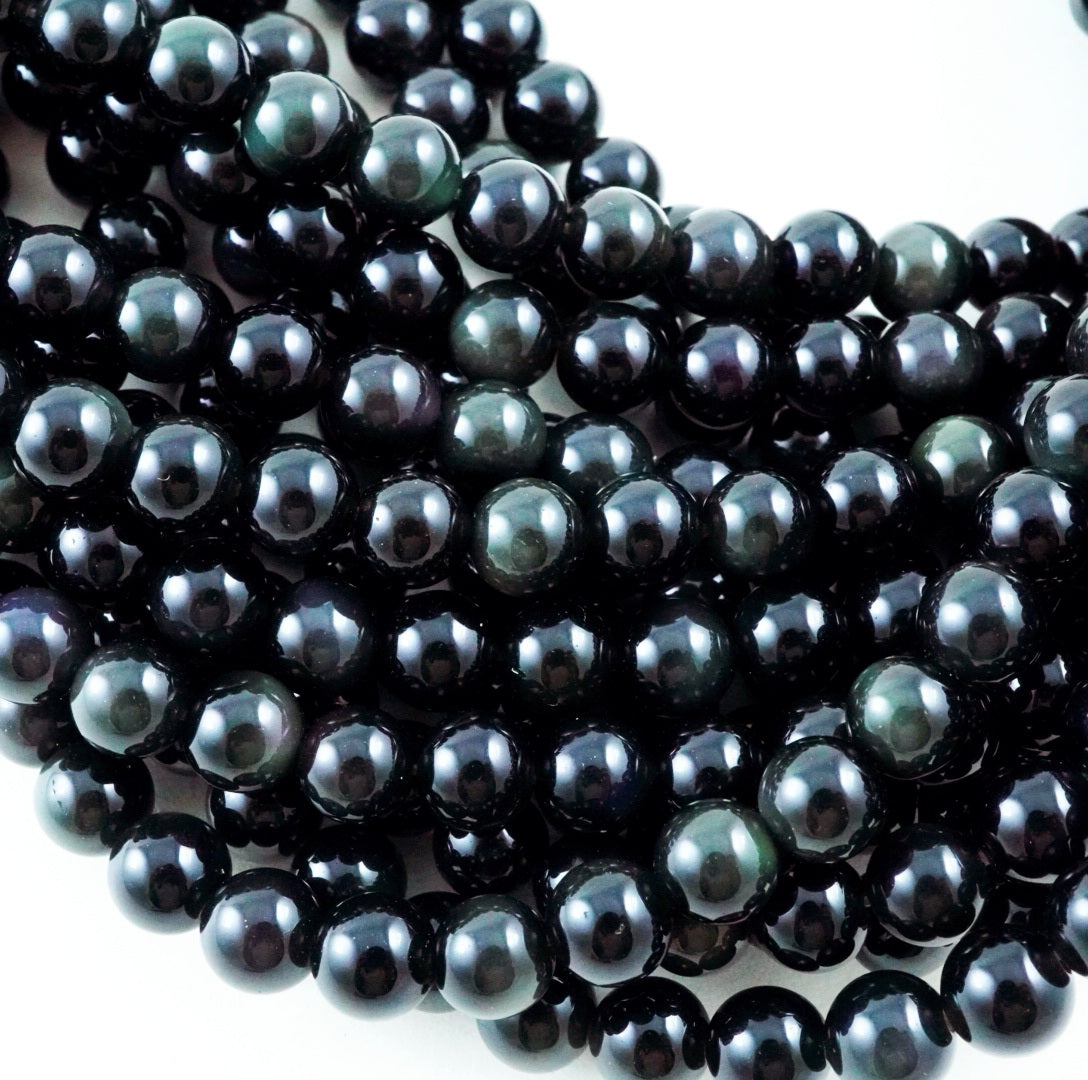 Rainbow Obsidian (Round)(Smooth)(4mm)(6mm)(8mm)(10mm)(12mm)(16"Strand)