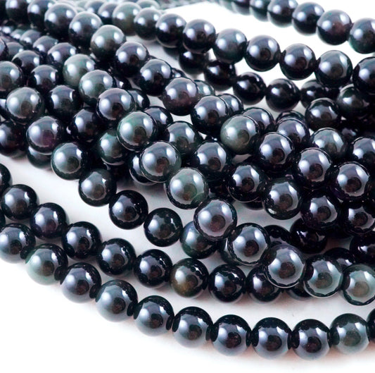 Rainbow Obsidian (Round)(Smooth)(4mm)(6mm)(8mm)(10mm)(12mm)(16"Strand)