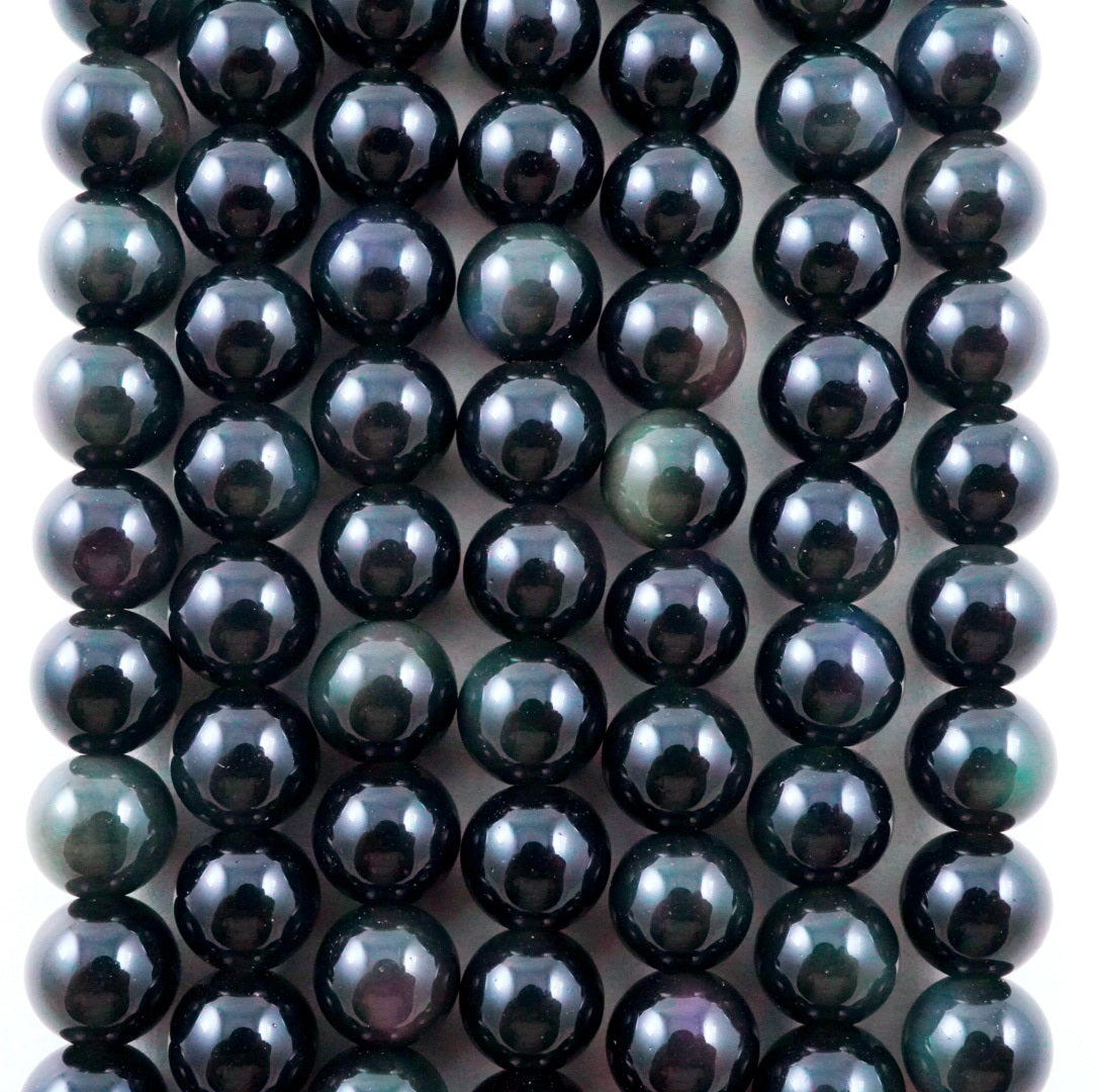 Rainbow Obsidian (Round)(Smooth)(4mm)(6mm)(8mm)(10mm)(12mm)(16"Strand)