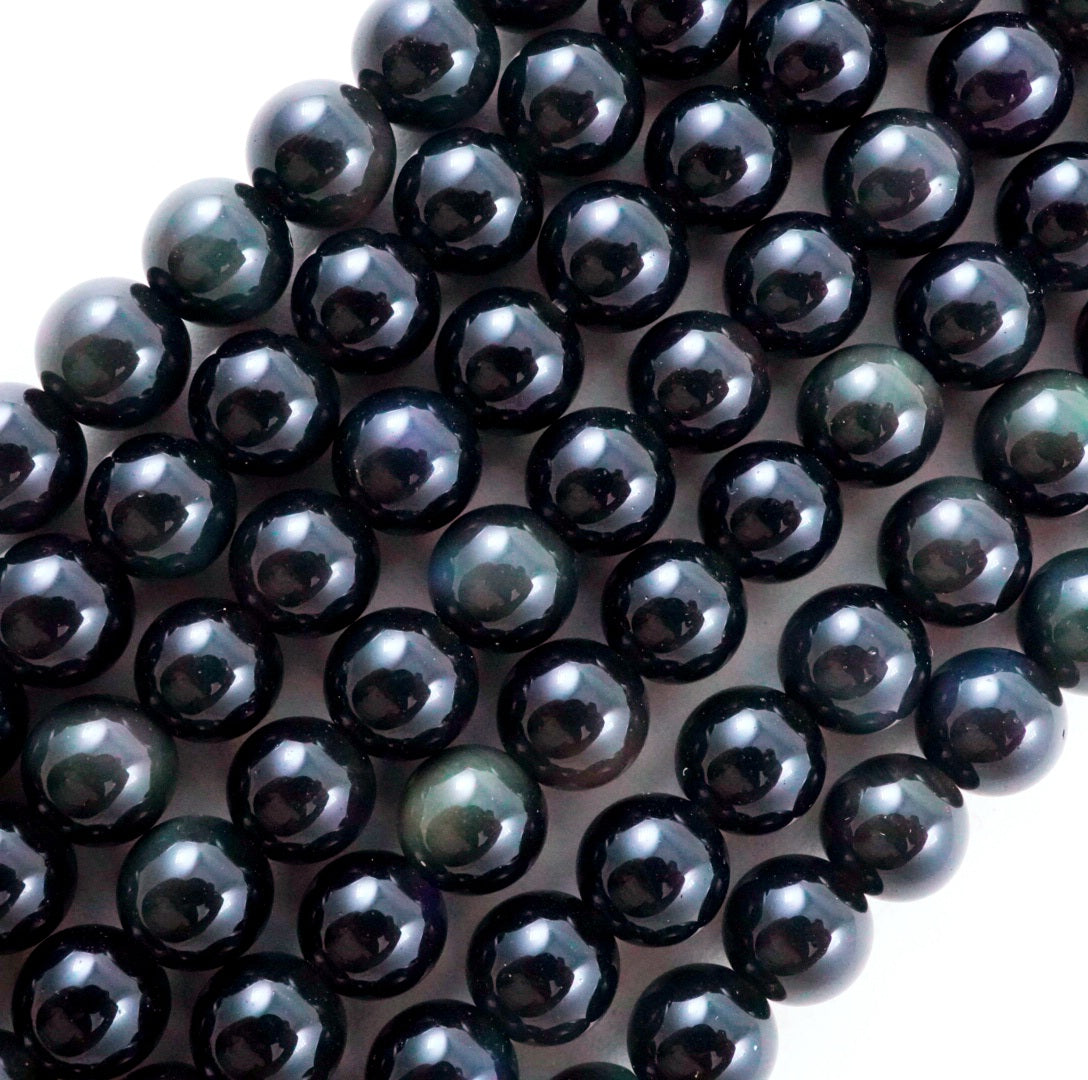 Rainbow Obsidian (Round)(Smooth)(4mm)(6mm)(8mm)(10mm)(12mm)(16"Strand)