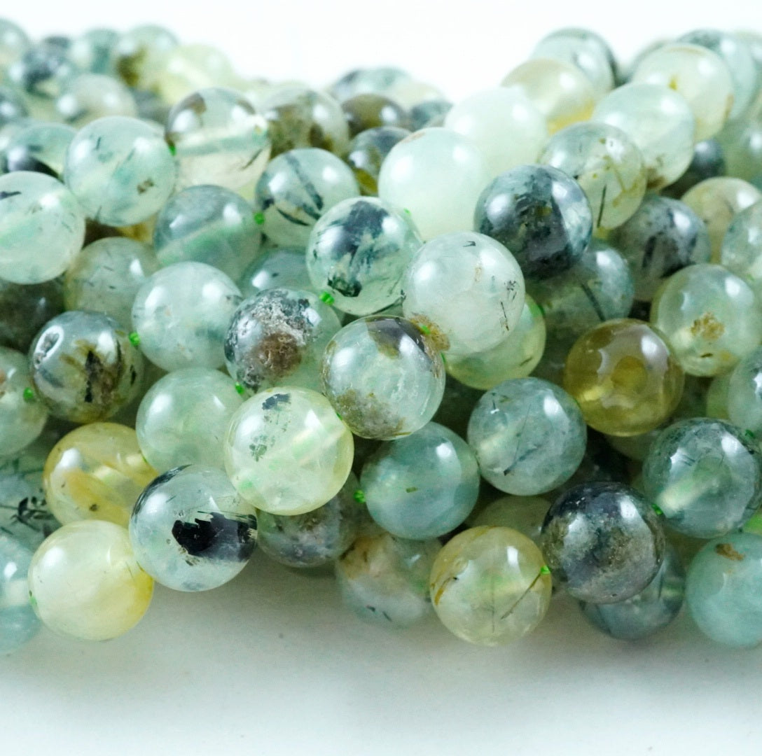 Prehnite (Round)(Smooth)(4mm)(6mm)(8mm)(10mm) (12mm)(15"Strand)