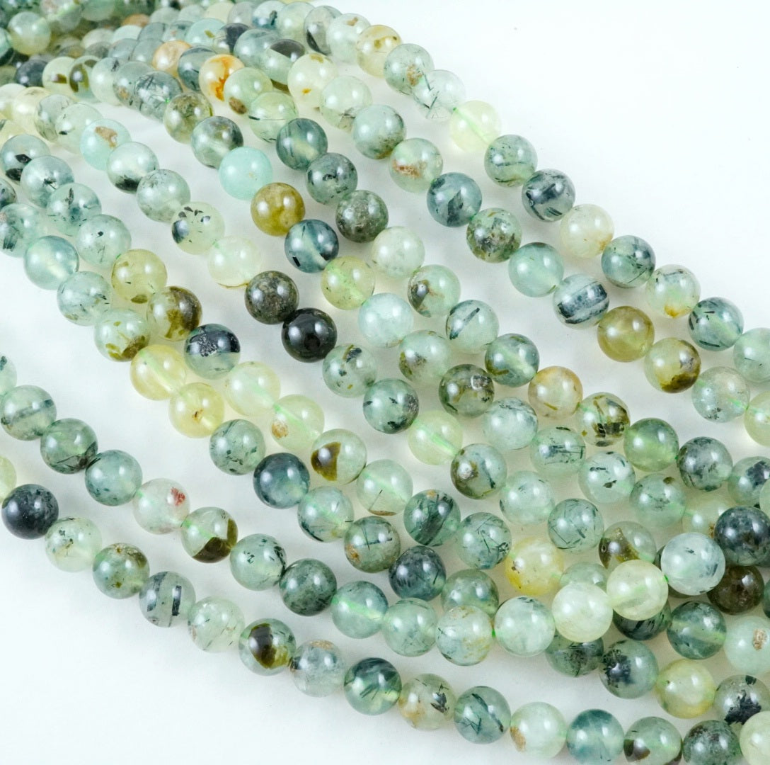 Prehnite (Round)(Smooth)(4mm)(6mm)(8mm)(10mm) (12mm)(15"Strand)