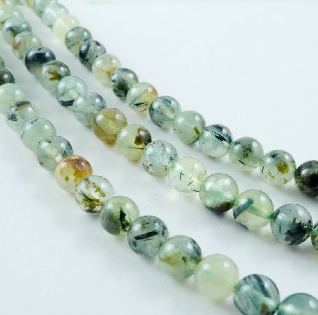 Prehnite (Round)(Smooth)(4mm)(6mm)(8mm)(10mm) (12mm)(15"Strand)