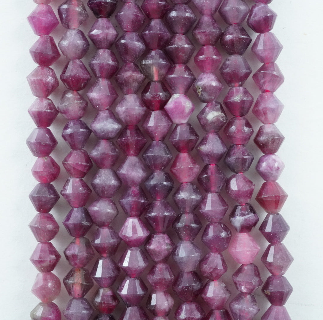 Pink Tourmaline (Bicone)(Micro)(Faceted)(4mm)(15.5"Strand)