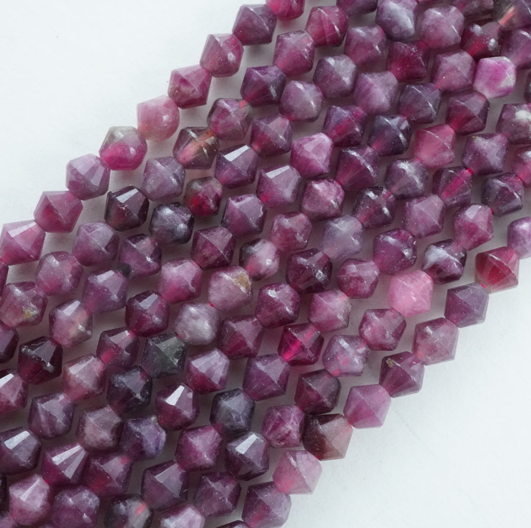 Pink Tourmaline (Bicone)(Micro)(Faceted)(4mm)(15.5"Strand)