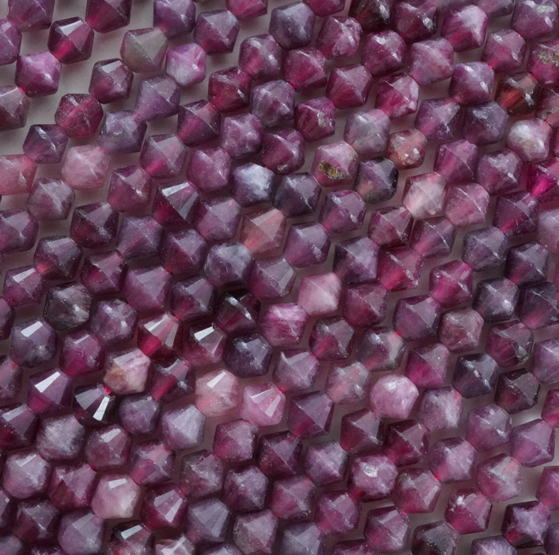 Pink Tourmaline (Bicone)(Micro)(Faceted)(4mm)(15.5"Strand)