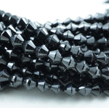Black Spinel (Bicone)(Micro)(Faceted)(4mm)(15.5"Strand)
