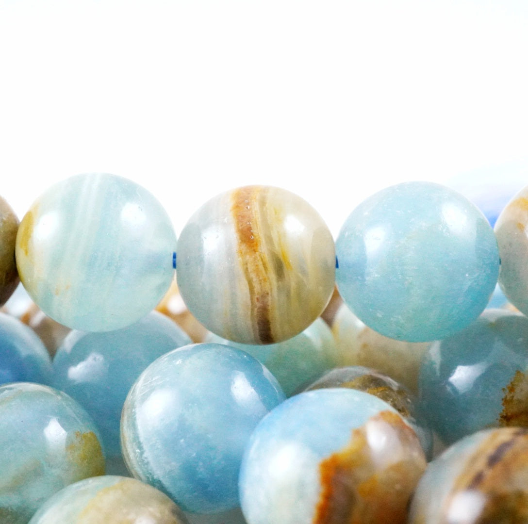 Blue Calcite (Round)(Smooth)(6mm)(8mm)(10mm)(16"Strand)