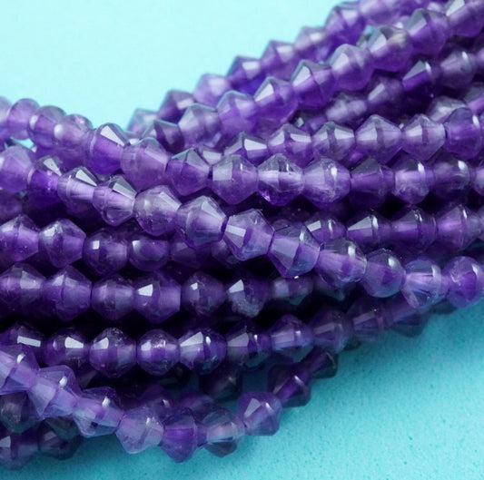 Amethyst (Bicone)(Micro)(Faceted)(4mm)(15.5"Strand)