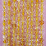 Citrine (Bicone)(Micro)(Faceted)(4mm)(15.5"Strand)