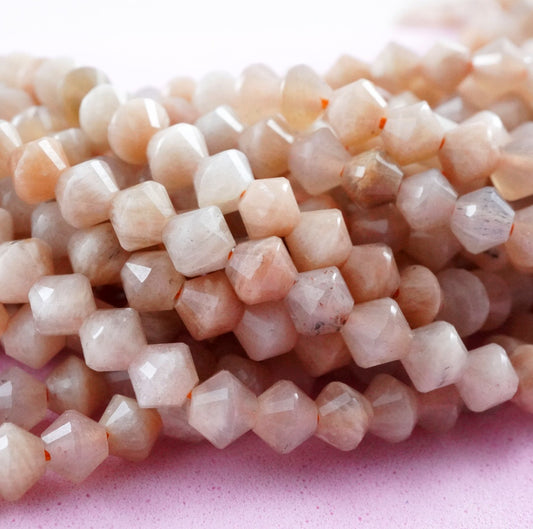 Peach Moonstone (Bicone)(Micro)(Faceted)(4mm)(15.5"Strand)