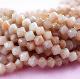 Peach Moonstone (Bicone)(Micro)(Faceted)(4mm)(15.5"Strand)