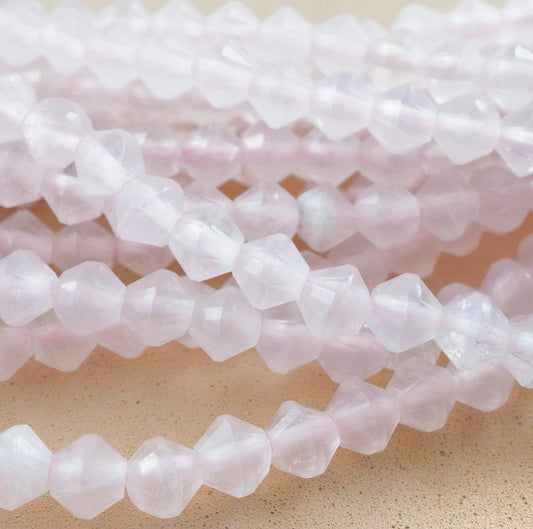 Rose Quartz (Bicone)(Micro)(Faceted)(4mm)(15.5"Strand)