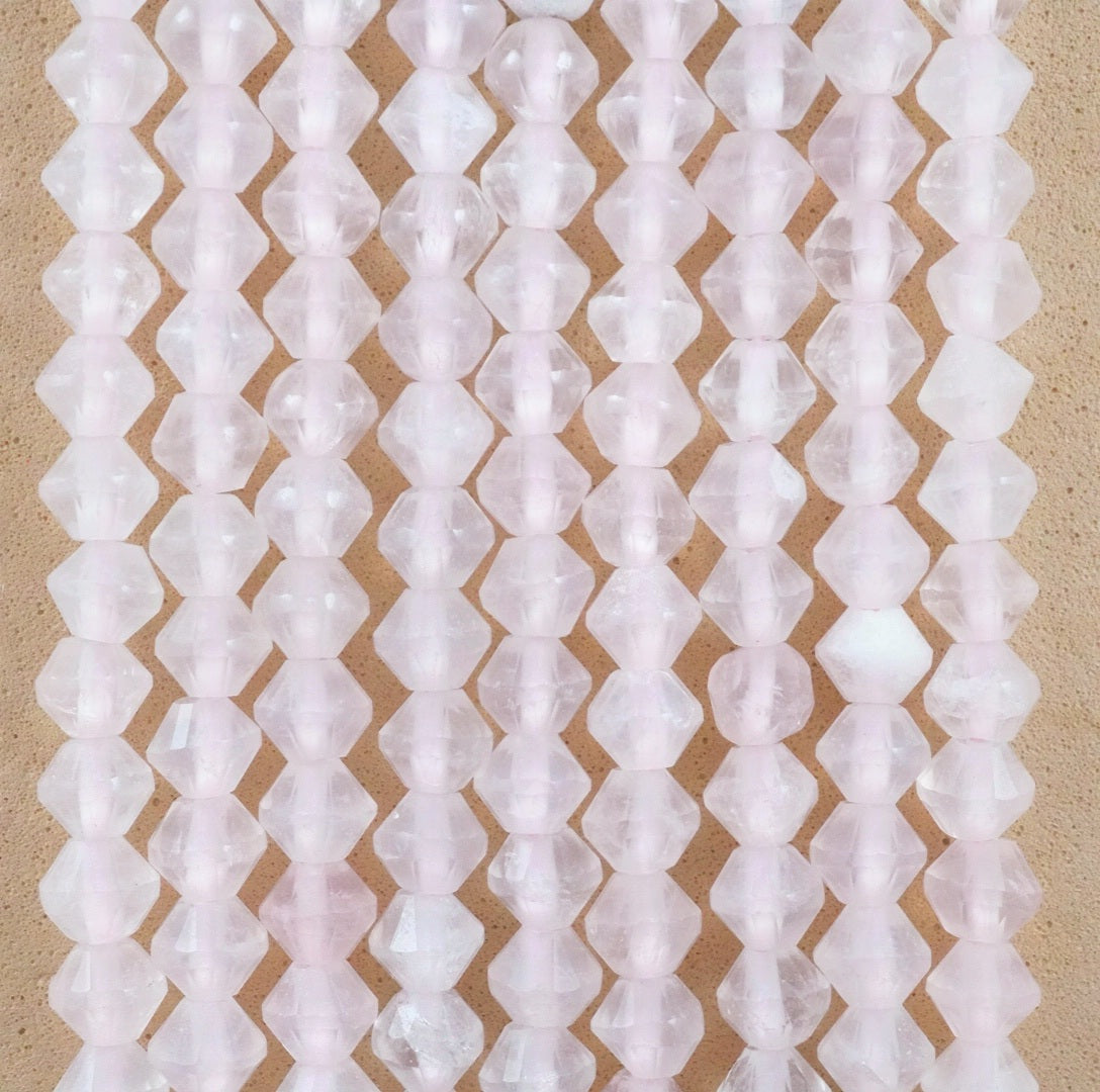 Rose Quartz (Bicone)(Micro)(Faceted)(4mm)(15.5"Strand)