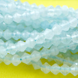 Aquamarine (Bicone)(Micro)(Faceted)(4mm)(15.5"Strand)