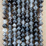Black Tourmalated Quartz (Bicone)(Micro)(Faceted)(4mm)(15.5"Strand)