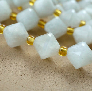 Rainbow Moonstone (Bicone)(Faceted)(8mm)(16"Strand)