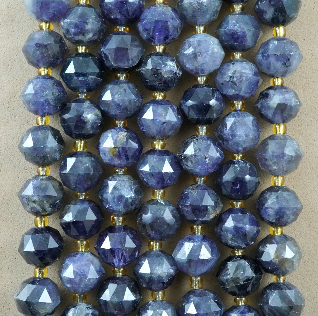 Iolite (Rondelle)(Triangle-Faceted)(10x8mm)(15.5"Strand)