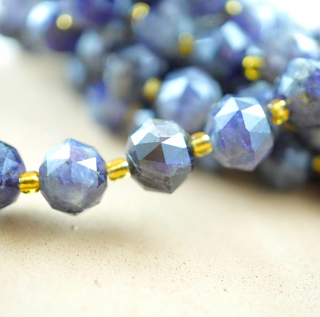 Iolite (Rondelle)(Triangle-Faceted)(10x8mm)(15.5"Strand)