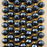 Black Tourmaline (Rondelle)(Triangle-Faceted)(10x8mm)(15.5"Strand)
