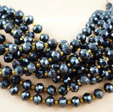 Black Tourmaline (Rondelle)(Triangle-Faceted)(10x8mm)(15.5"Strand)