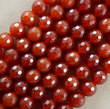 Carnelian (Round)(Faceted)(4mm)(6mm)(8mm)(10mm)(16"Strand)