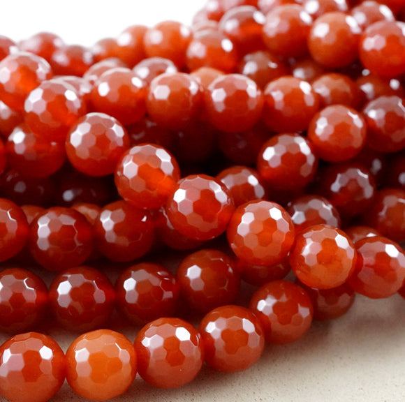 Carnelian (Round)(Faceted)(4mm)(6mm)(8mm)(10mm)(16