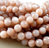 Peach Moonstone (Round)(Faceted)(6mm)(8mm)(16"Strand)
