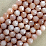Peach Moonstone (Round)(Faceted)(6mm)(8mm)(16"Strand)