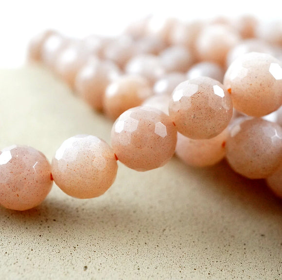 Peach Moonstone (Round)(Faceted)(6mm)(8mm)(16