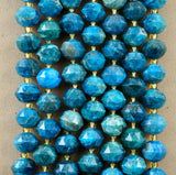 Blue Apatite (Rondelle)(Triangle-Faceted)(10x8mm)(15.5"Strand)