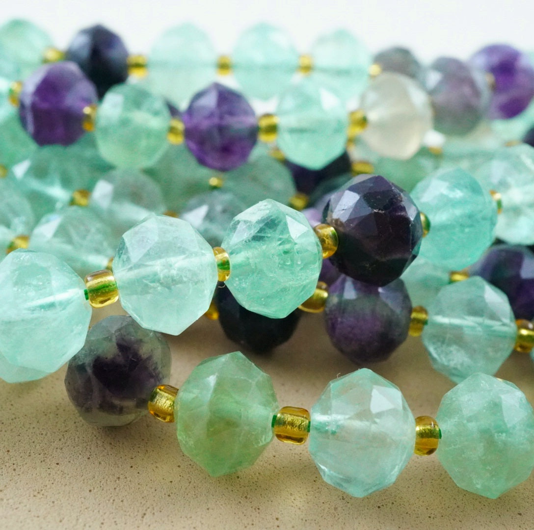 Fluorite (Rondelle)(Triangle-Faceted)(10x8mm)(15.5"Strand)