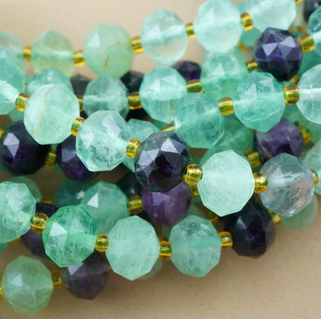 Fluorite (Rondelle)(Triangle-Faceted)(10x8mm)(15.5"Strand)