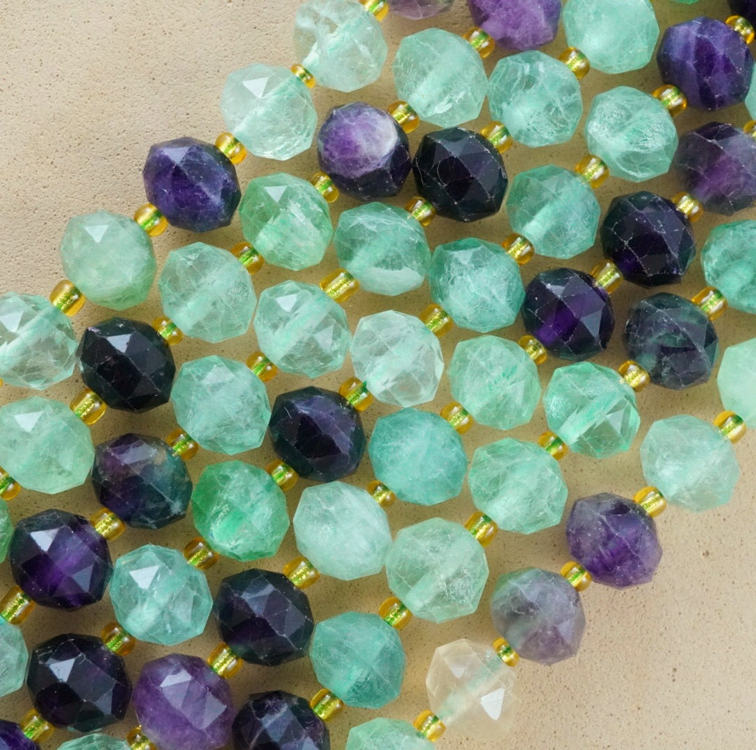 Fluorite (Rondelle)(Triangle-Faceted)(10x8mm)(15.5"Strand)