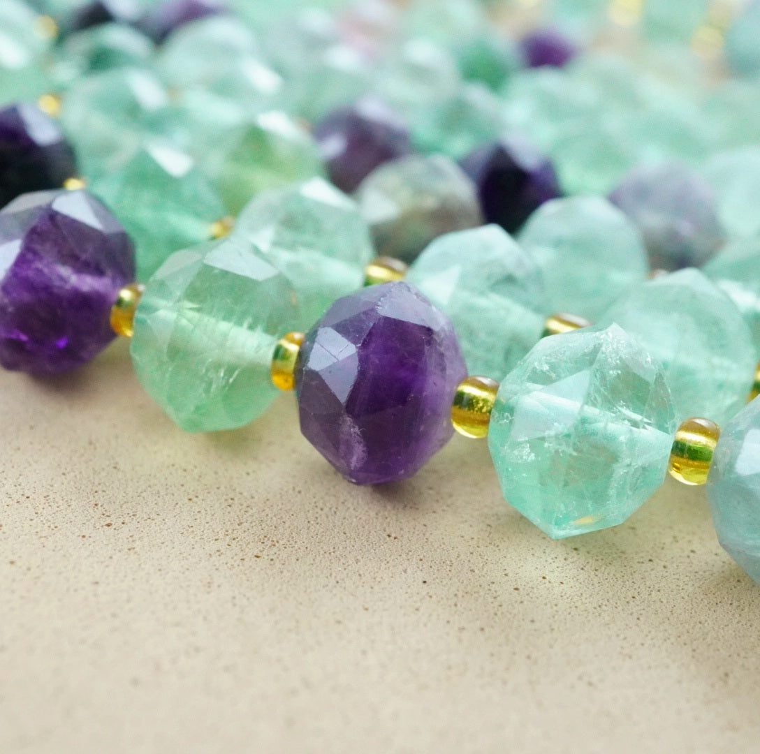 Fluorite (Rondelle)(Triangle-Faceted)(10x8mm)(15.5"Strand)