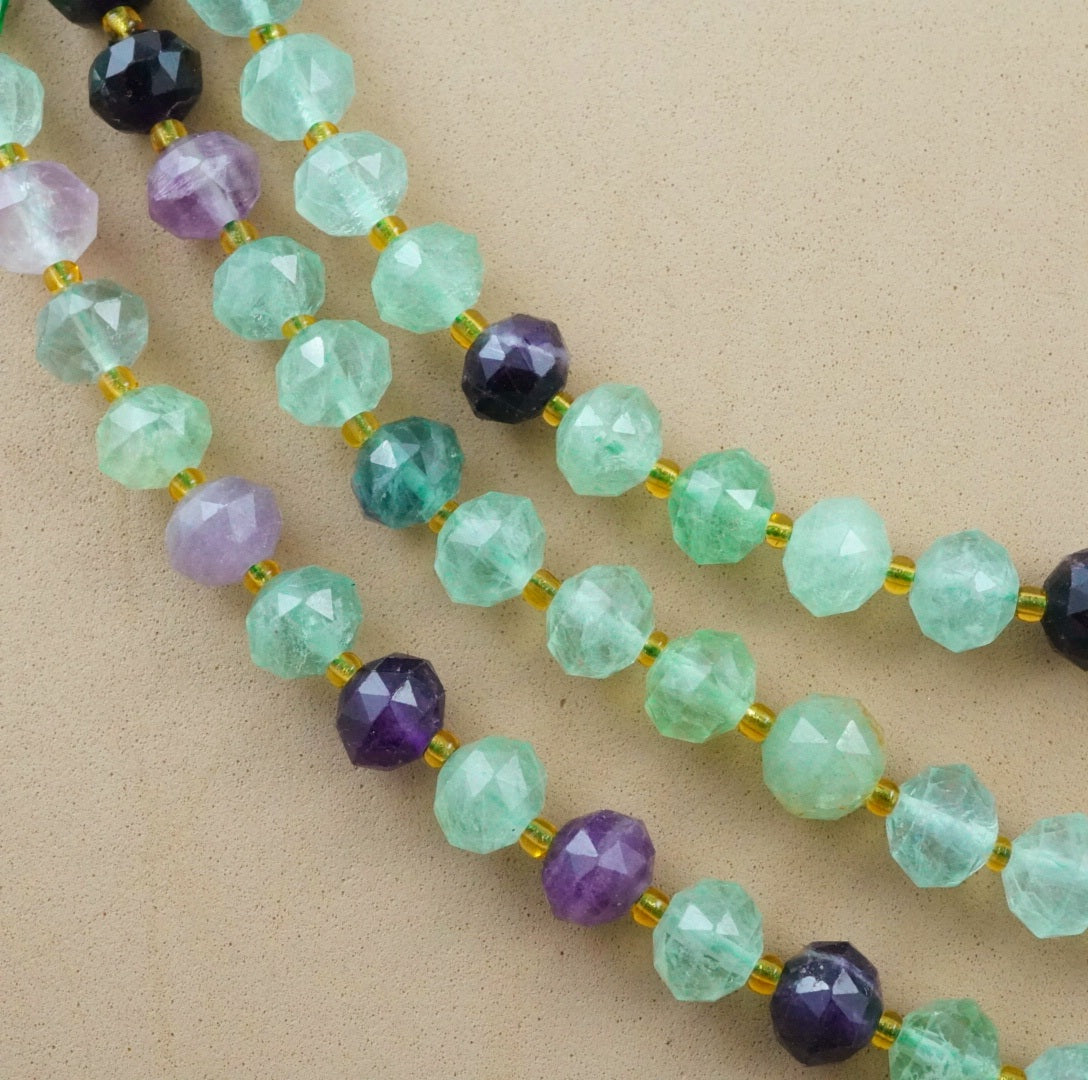 Fluorite (Rondelle)(Triangle-Faceted)(10x8mm)(15.5"Strand)