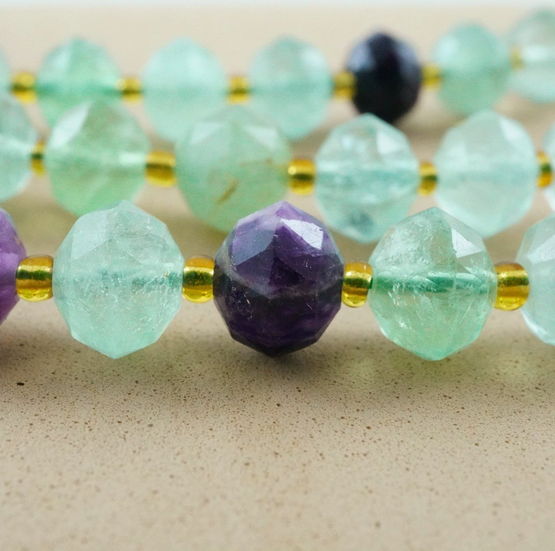 Fluorite (Rondelle)(Triangle-Faceted)(10x8mm)(15.5"Strand)