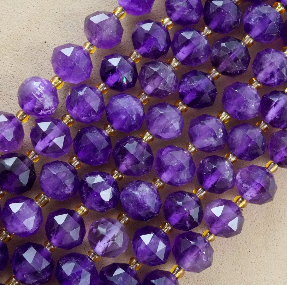 Amethyst (Rondelle)(Triangle-Faceted)(10x8mm)(15.5"Strand)