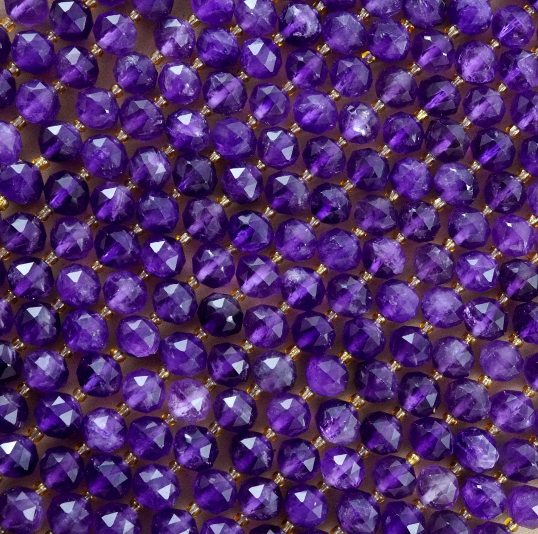 Amethyst (Rondelle)(Triangle-Faceted)(10x8mm)(15.5"Strand)