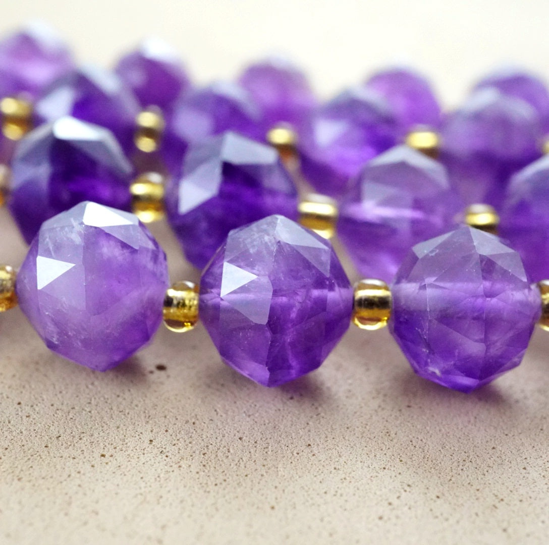 Amethyst (Rondelle)(Triangle-Faceted)(10x8mm)(15.5"Strand)