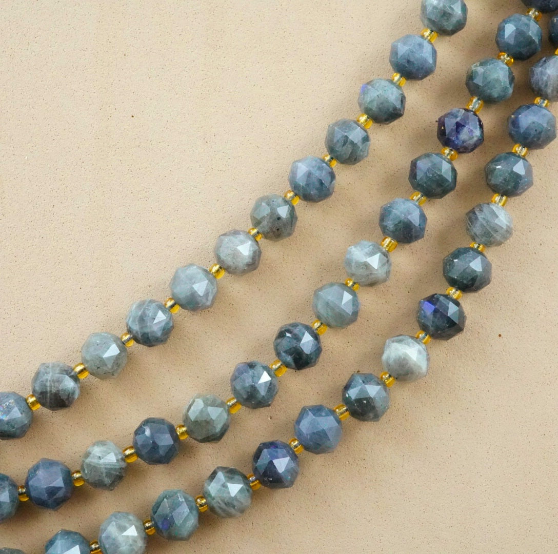 Labradorite (Rondelle)(Triangle-Faceted)(10x8mm)(15.5"Strand)