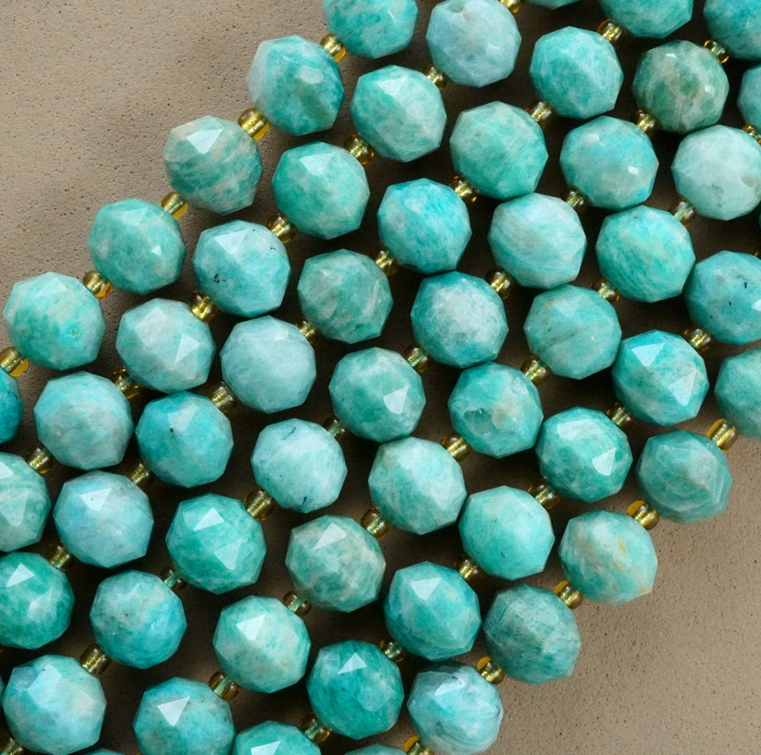 Amazonite (Rondelle)(Triangle-Faceted)(10x8mm)(15.5"Strand)